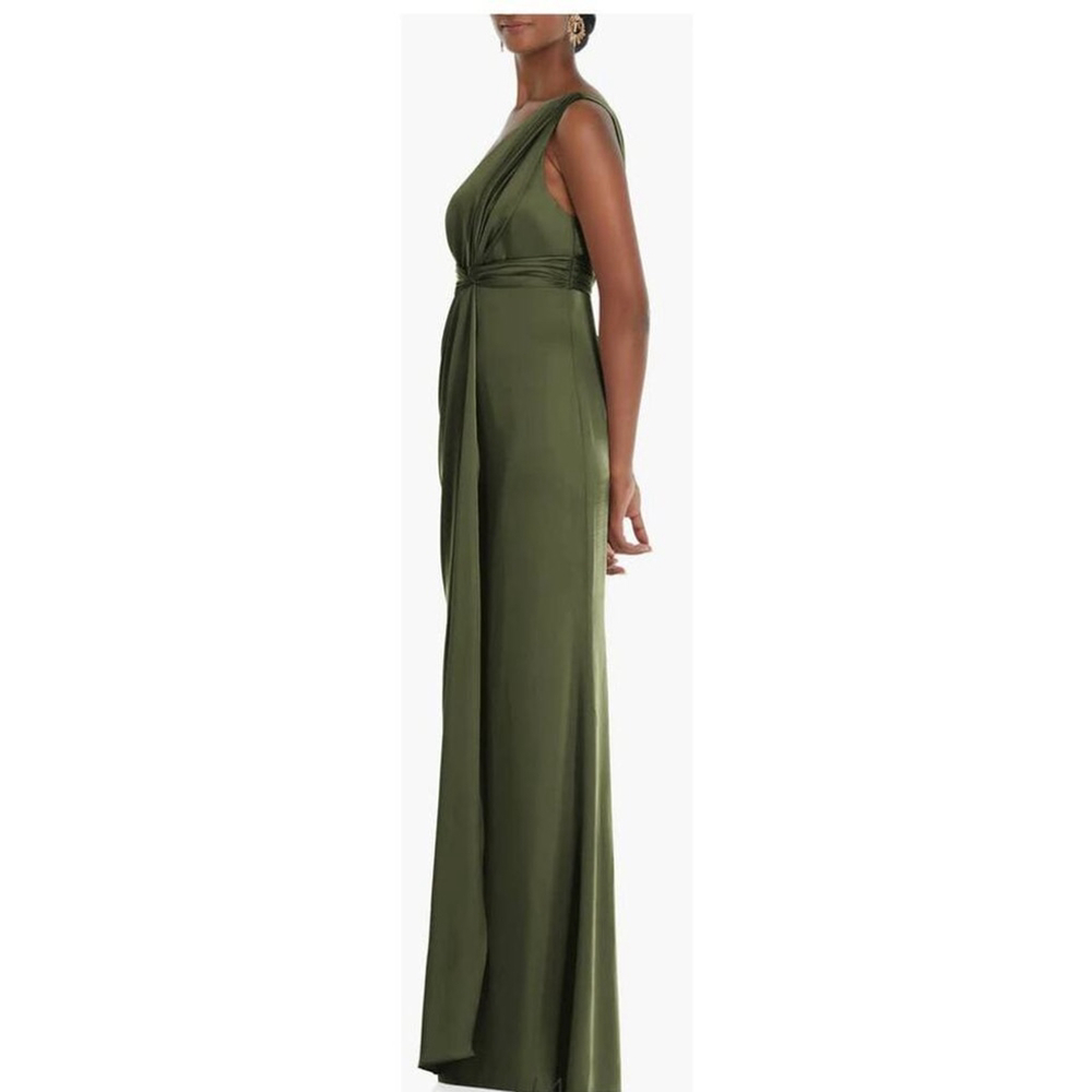NWT DESSY COLLECTION One-Shoulder Satin Gown SZ 4 - Picture 2 of 5
